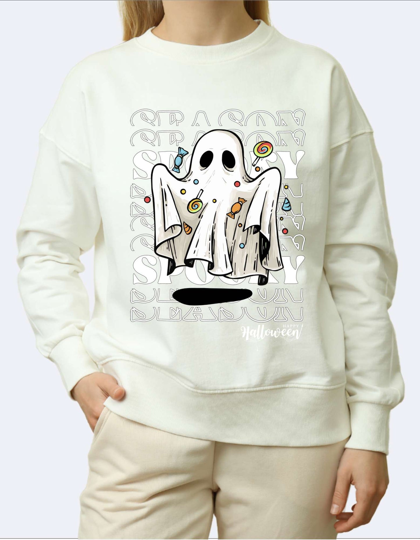 SK Sweatshirt Cute Ghost with Candies