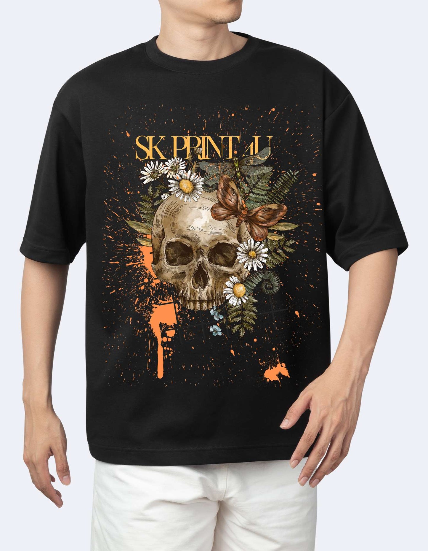 SK T-Shirt SK Skull with Flowers