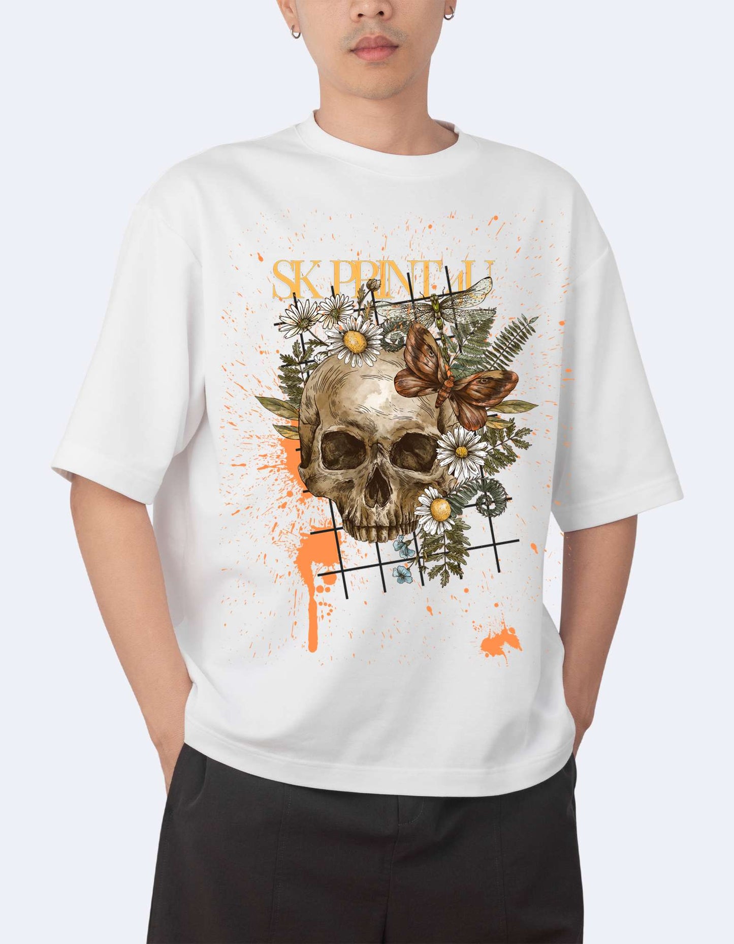 SK T-Shirt SK Skull with Flowers